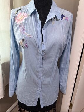 Express "The City Shirt" in blue chambray Large